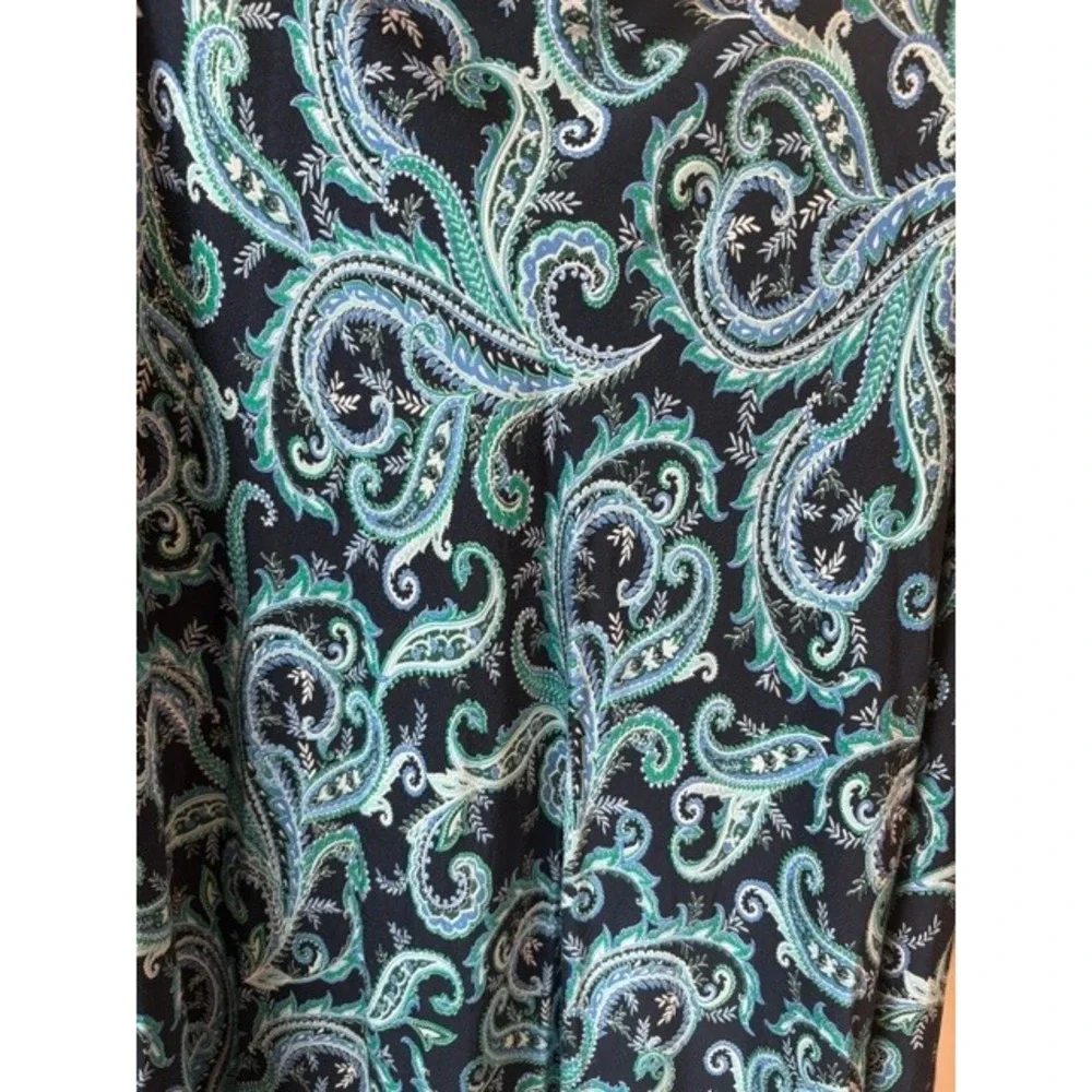 J. Jill Women's M Paisley Midi Skirt Blue Green ECOVERO Viscose Side Zip
